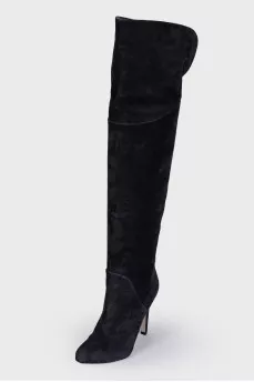 Black Suede Over The Knee Boots