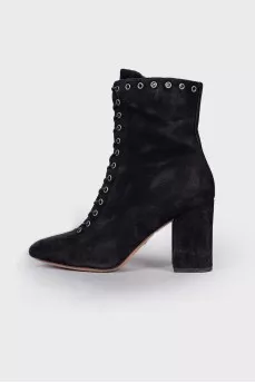 Lace-up suede ankle boots