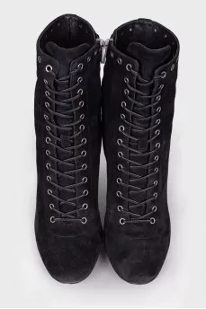 Lace-up suede ankle boots