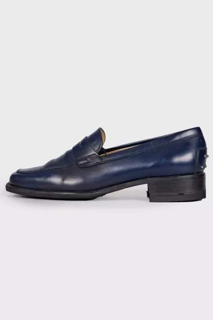Blue leather loafers