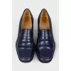Blue leather loafers
