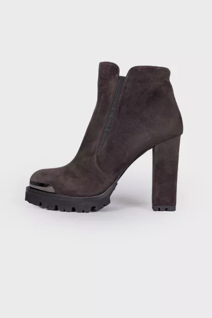 Graphite suede ankle boots