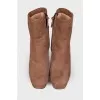 Square toecap suede ankle boots