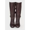 Leather boots with straps