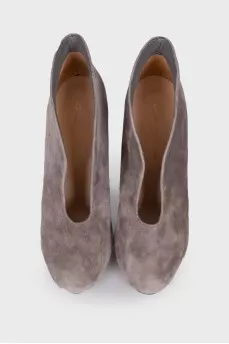 Cutout Front Suede Pumps