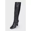 Square toecap leather boots