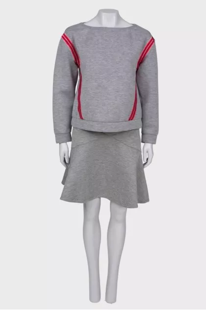 Gray suit with a skirt