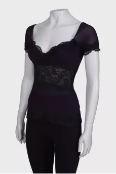 Фиолетовый топ с кружевом
