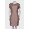 Beige dress with lace inserts