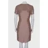Beige dress with lace inserts