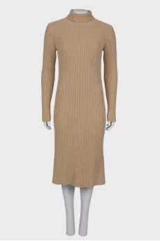 Beige high neck dress