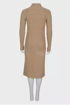 Beige high neck dress
