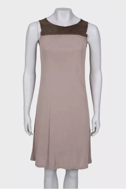 Dress with leather insert on top