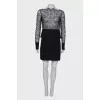Suit with lace top and skirt, with tag