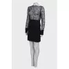 Suit with lace top and skirt, with tag