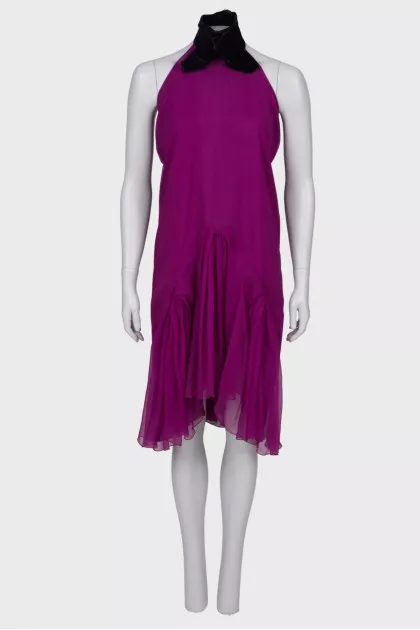 Dress with velor collar