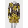 Dress with floral print and ruffles