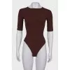 Brown short sleeve bodysuit with tag