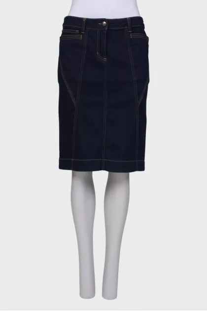 Straight fit denim skirt