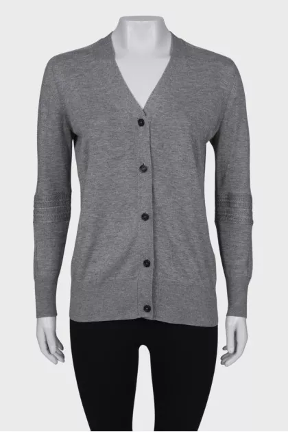 Silk cardigan with openwork inserts