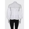 Draped blouse with puffed sleeves
