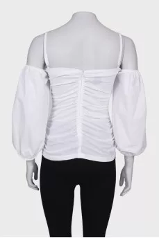 Draped blouse with puffed sleeves
