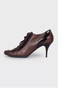 Lace-up leather ankle boots