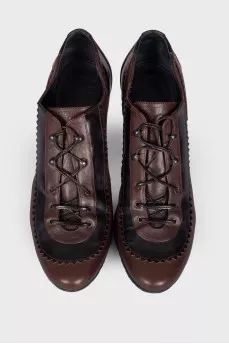 Lace-up leather ankle boots