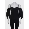 Black blouse with drape