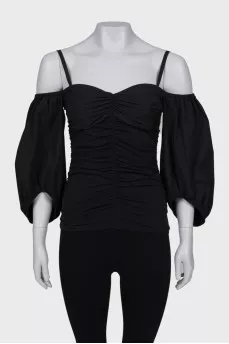Black blouse with drape