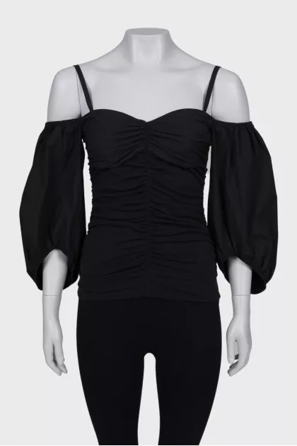Black blouse with drape