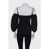 Black blouse with drape