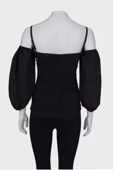 Black blouse with drape