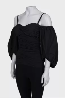 Black blouse with drape