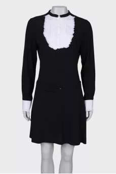 Black and white ruffle dress