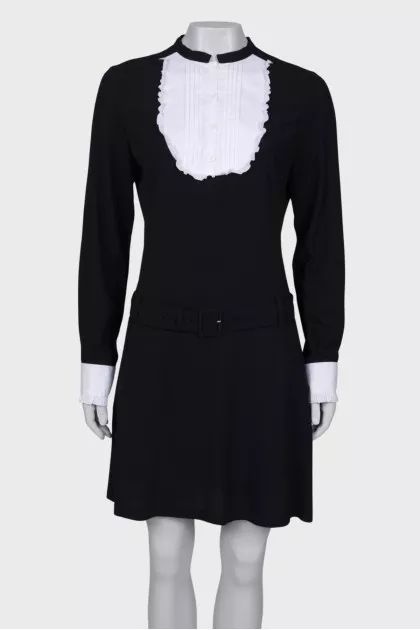 Black and white ruffle dress