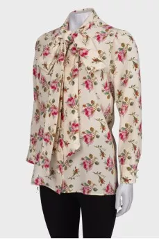 Silk blouse in floral print