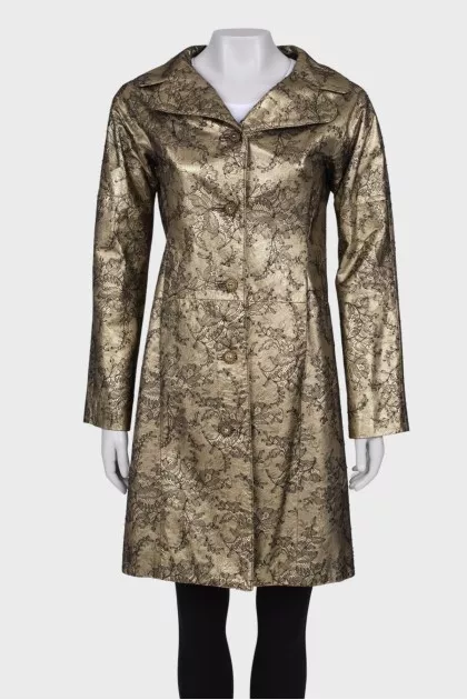 Leather golden coat with lace