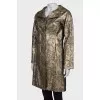 Leather golden coat with lace