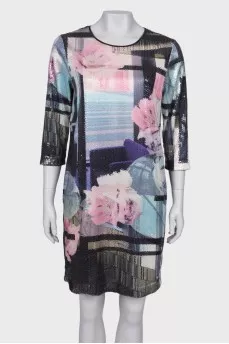 Combined dress with sequins