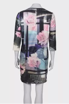 Combined dress with sequins