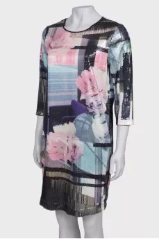 Combined dress with sequins