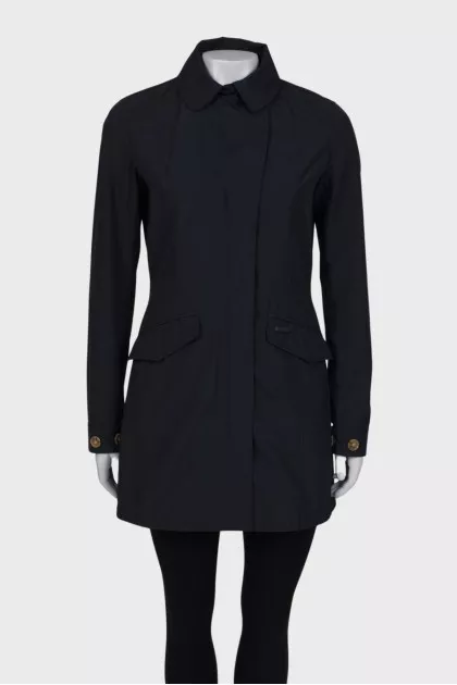 Navy blue raincoat with pockets