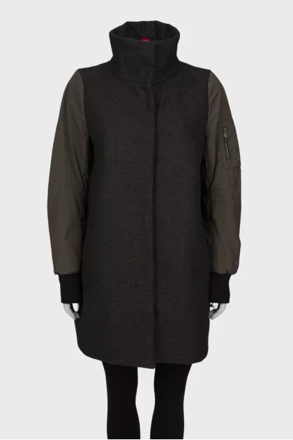 Combined coat with press-stud