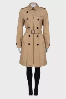 Beige trench coat with belt
