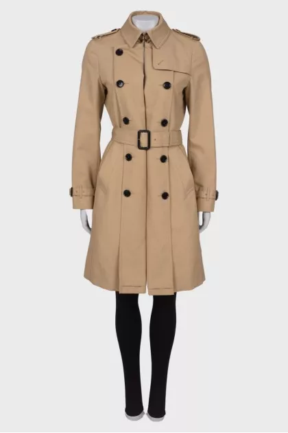 Beige trench coat with belt