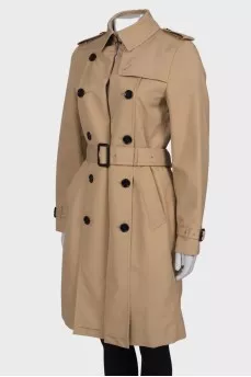 Beige trench coat with belt