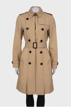 Beige trench coat with belt