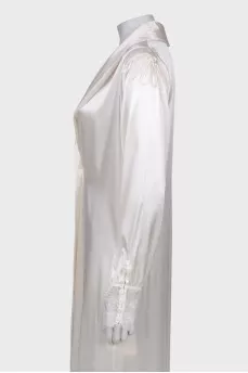 Silk dress with lace cuffs, with tag