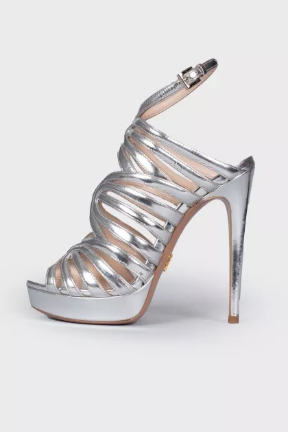 Silver leather sandals